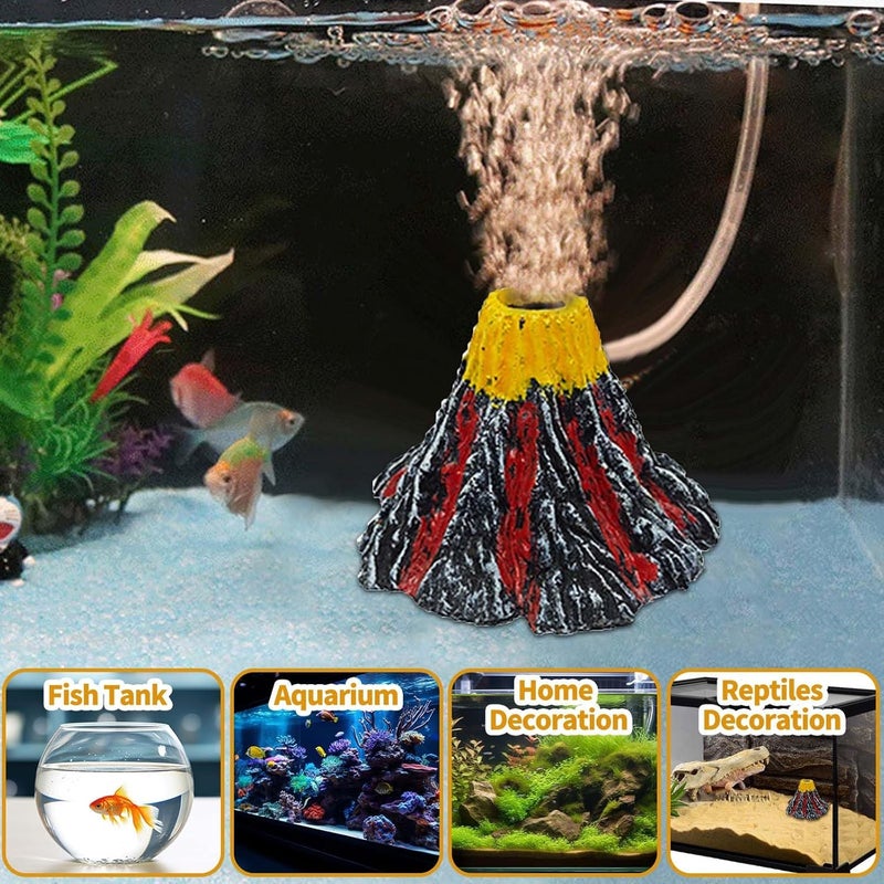 Moonorange Aquarium Air Bubbler Decoration, Realistic Volcano Ornament for Aquarium Fish Tank (Volcano-S) - Image 5